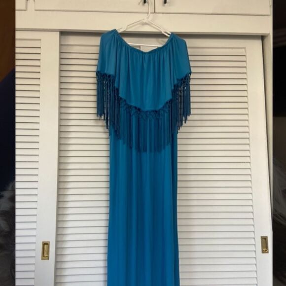 Curations Caravan long blue tassel dress size XL - Picture 1 of 6
